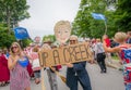 Bernie Supporters at Warren VT 4th of July Parade Royalty Free Stock Photo