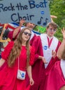 Bernie Supporters at Warren VT 4th of July Parade Royalty Free Stock Photo