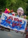 Bernie Supporters at Warren VT 4th of July Parade Royalty Free Stock Photo