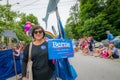 Bernie Supporters at Warren VT 4th of July Parade Royalty Free Stock Photo