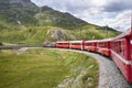 View of Bernina express train passing by Royalty Free Stock Photo