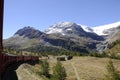 Bernina-Train crossing the alps at Bernina Hosp