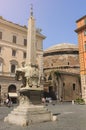 Bernini Elephant Obelisk with the Pantheon in Rome behind
