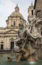 Bernini`s four rivers fountain sculpture, in the Piazza Navona, Rome Royalty Free Stock Photo