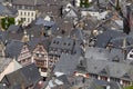 Bernkastel Kues aerial panoramic view. Bernkastel-Kues is a well-known winegrowing centre on the Moselle, Germany Royalty Free Stock Photo