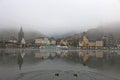 Bernkastel-Kues town reflected in the Moselle in winter Royalty Free Stock Photo