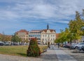 Beroun- Czech- 2 October 2023: baroque town hall and gothic Prague tower,