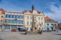 Beroun- Czech- 2 October 2023: baroque town hall and gothic Prague tower,