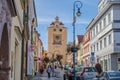 Beroun- Czech- 2 October 2023: People shopping, salespeople on beautiful street