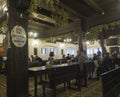 Beroun, Czech Republic, March 23, 2019: Interior of old rustic traditional brewery pub called Berounsky medved in