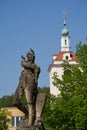 Beroun, Czech Republic - May 8, 2022 - Jan Hus Square on a sunny spring morning