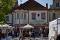 Beroun, Czech Republic - May 8, 2022 - Jan Hus Square on a sunny spring morning