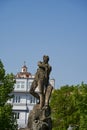 Beroun, Czech Republic - May 8, 2022 - Jan Hus Square on a sunny spring morning