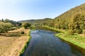 The Berounka River on a sunny afternoon near the village of ChrÃ¡st, Czechia Royalty Free Stock Photo