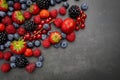 Berries Background. Strawberries, Blueberry, Raspberries, and Blackberry