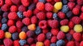 The berries are colorful and varied. Monochromatic background with fruits