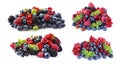 Berries and fruits isolated on white background. Ripe blueberries, blackberries, blackcurrants, raspberries, gooseberries, strawbe Royalty Free Stock Photo