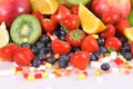 Berries, fruits, vitamins and nutritional supplements Royalty Free Stock Photo