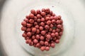 Berries in a glass jar of compote. Harvest. Blueberries, red currants and cherries Royalty Free Stock Photo