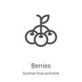 berries icon vector from summer food and drink collection. Thin line berries outline icon vector illustration. Linear symbol for Royalty Free Stock Photo