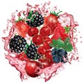 Berries juice. Berries mix into of burst splashes of juices