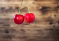 Berries of light cherry on a wooden background Royalty Free Stock Photo