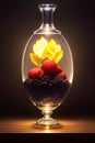 Realistic glowing berries inside a glass jar generated by AI
