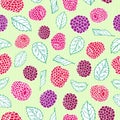 Berries and pinstripes seamless pattern background design. Summer fruit berry print