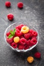 Berries red and yellow raspberries Royalty Free Stock Photo