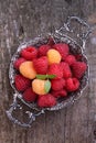 Berries red and yellow raspberries Royalty Free Stock Photo