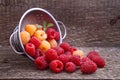 Berries red and yellow raspberries Royalty Free Stock Photo