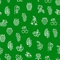 Berries Signs Thin Line Seamless Pattern Background. Vector Royalty Free Stock Photo