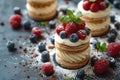 Berries Tiramisu Dessert with Cinnamon and Coffee. Garnished with Raspberry and Mint Royalty Free Stock Photo