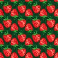 Ripe strawberries on a green background.