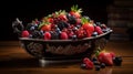 Berry Bonanza A visually stunning berry bonanza served in an ornate boat-shaped bowl