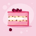 Berry cake, sweets and desserts, cafes, bakeries and restaurant menus, vector, pink