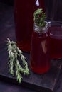 Berry compote in glass bottles