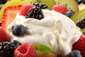 Berry cream with blackberries, blueberries, raspberries, strawberries. Generate Ai