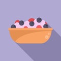 Berry cream fruit icon flat vector. Fresh salad
