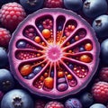 Berry Cross Section Showing the internal structure and seeds of Royalty Free Stock Photo