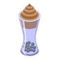 Berry dalgona coffee icon isometric vector. Tasty cream drink