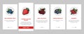 Berry Delicious And Vitamin Food Onboarding Icons Set Vector