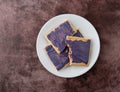 Berry flavor toaster pastry on a white dish broken in half Royalty Free Stock Photo