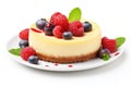 Cheese cake white slice pie cheesecake sweet plate dessert berry fresh food fruit Royalty Free Stock Photo