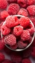 Berry frost View from above, frozen organic raspberries in bowl Royalty Free Stock Photo