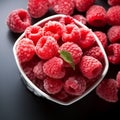 Berry frost View from above, frozen organic raspberries in bowl Royalty Free Stock Photo