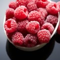 Berry frost View from above, frozen organic raspberries in bowl Royalty Free Stock Photo