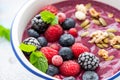 Berry Fruit Bowl with Yoghurt. Fresh and Healthy Brunch or Breakfast. Close Up View