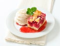 Berry fruit crumble slice with ice cream Royalty Free Stock Photo