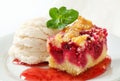 Berry fruit crumble slice with ice cream Royalty Free Stock Photo